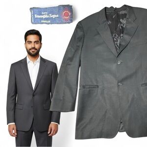 Ermenegildo Zegna Gray Pinstripe Wool Silk Blazer EU 46 (US 36/38R) Italian